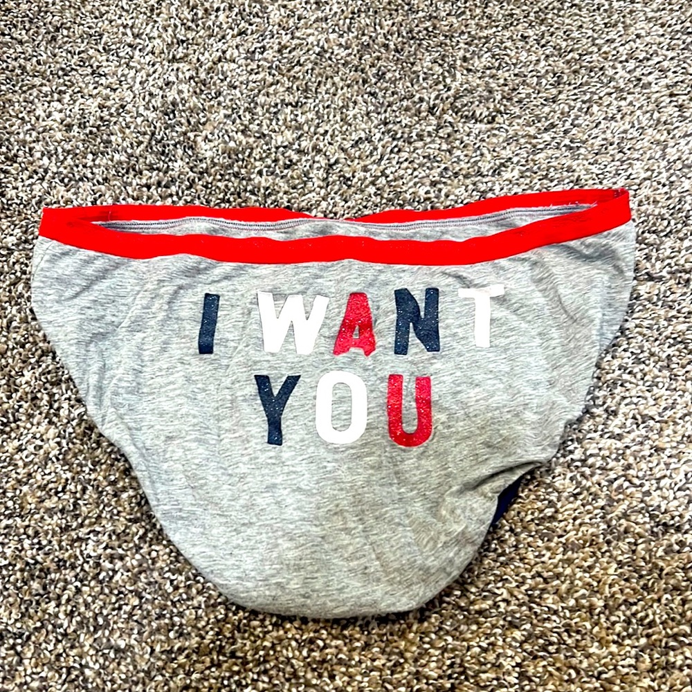 “I WANT YOU” gray Vs/pink panties